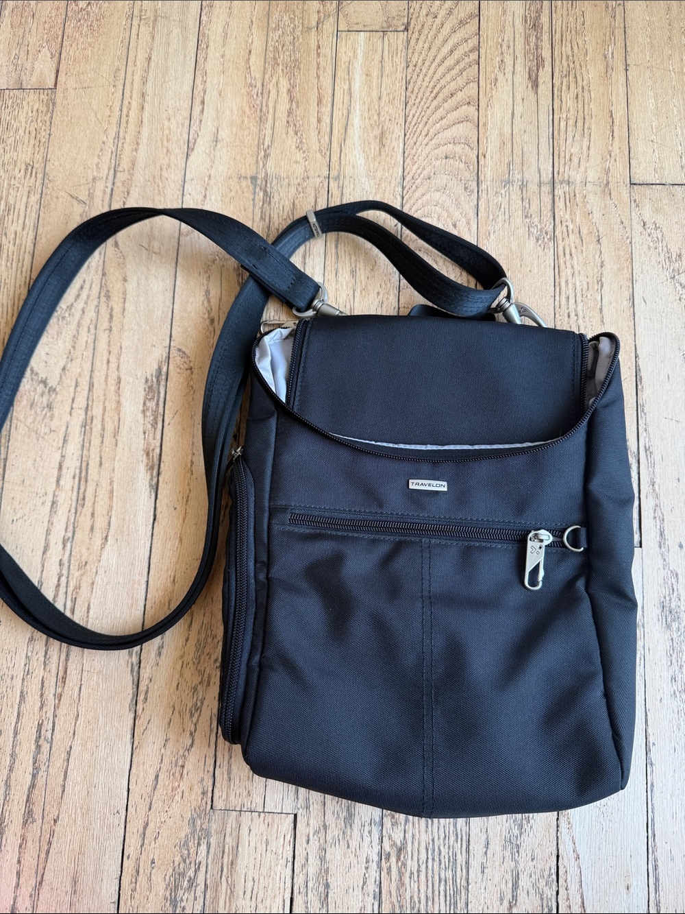 Travelon Black Compact Crossbody Messenger Bag
